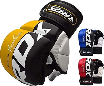 RDX MMA Sparing Gloves, MMA Gloves Men, Combat Gloves for Martial Arts, Muay Thai Gloves, MMA, Kickboxing Gloves, Ventilated Open Palm for MMA Grappling, Karate mitt, Adult