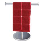 TocTen Hand Towel Holder Stand, T-Shape Hand Towel Rack for Bathroom Vanity Countertop, SUS 304 Stainless Steel Bath Towel Bar Stand with Heavy Duty Base (Polish Chrome)