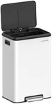 SONGMICS Kitchen Trash Can, 10.5-Gallon (40L) Garbage Can with Lid and Wide Foot Pedal, Soft Close and Stays Open, White ULTB541W40