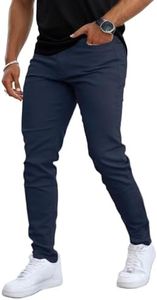 GINGTTO Skinny Jeans Men Fashion Designer Slim Fit Stretch Waist Tapered Leg(30W x 32L, Blue)