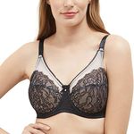 Wacoal Women’s Retro Chic | Non Padded | Wired |Full Cup| Everyday Wear | Plus Size | Full Support Lace Bra - Black(34D)