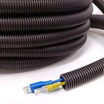 32mm Flexible Conduit Outdoor Cable IP40 50 Meter Coil - Underground, External Trunking, Electrical Ducting, Hose Pipe Wire Protection. Polypropylene