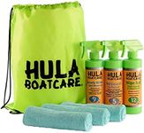 Hula Boat Care Quick Cleaning and Detailing Kit - Heavy Duty Rapid Stain Remover, Water Spot Remover and Exterior Cleaner For Your Boat – Works Great on Spot and Dust – Spray Bottle & Towels Included