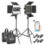 Neewer 2-Pack 530 LED Video Lighting Kit with APP Control, Dimmable Bi-Color 3200K~5600K Video Light with U Bracket, Barndoor, Stand and Bag for Photography/YouTube/Live Streaming/Zoom Meeting