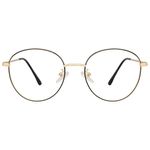 Roshfort Unisex Eyeglasses For Men Women Spectacle Frames Light Weight Blue Ray Blocking Glasses For Computer Zero Power Bluecut lens Round Medium Size M-3140 Frame Gold Black