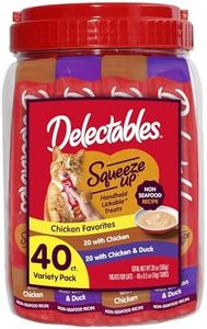 Delectables Squeeze Up Non-Seafood Chicken Variety Pack, Creamy Squeezable Puree, Lickable Wet Cat Treats, Grain-Free, No Added Fillers, 0.5 Ounces Tube, 40 Tubes Total