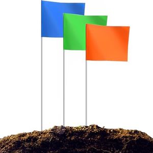 Zozen 100Pack Marking Flags, Orange&Green&Blue, Marker Flags for Lawn, 15x4x5 Inch Landscape Flgs, Irrigation Flags, Lawn Flags,Yard Markers, Match with for Distance Measuring Wheel.