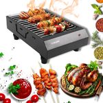 Wellberg Electric Barbecue Grill, 2000W, Dual-Use for Electric & Charcoal, Stainless Steel Heating Element, Detachable for Cleaning, 4 Skewers, Adjustable Grill Rack, Smokeless Indoor & Outdoor BBQ.
