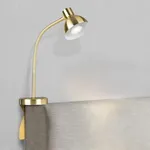 Solfres Patented Innovative Design Headboard Reading Light Pro. No Drilling Book Light for Bedtime Reading. Dimmable LED Book Reading Lamp with Bulb. Movable & Flexible, Gold