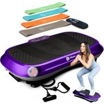 LifePro Vibration Plate Exercise Machine Purple- Whole Body Workout Vibration Fitness Platform w/ Loop Bands - Home Training Equipment - Remote, Balance Straps, Videos & Manual