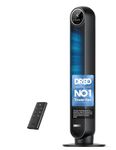 DREO 20dB Silent Tower Fan, 28 ft/s Velocity Electric Cooling Fan with Remote, 90° Oscillating 8 Speeds 4 Modes 8H Timer LED Display, 220-240V, Black