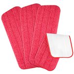 TUPARKA 4 Pcs Red Microfiber Mop Pads 16.5"x5.5" Reveal Mop Head Replacement Pad for Wet/Dry Spray Mops Washable Cleaning