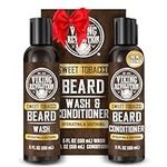 Viking Revolution - Beard Shampoo And Conditioner - Natural Beard Wash & Beard Conditioner With Argan & Jojoba Oils - Softens & Strengthens - Gifts For Men - Sweet Tobacco - 2 x 150 ml