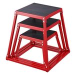 VEVOR Plyometric Jump Boxes, 12/18/24 Inch Plyo Box, Platform and Jumping Agility Box, Anti-Slip Fitness Exercise Step Up Box Set for Home Gym Training, Conditioning Strength Training, Red