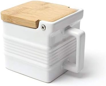 RSVP International White Stoneware Kitchen Collection, Salt Box, 4.5x3.25x3.5"