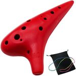 Aestivate Plastic Ocarina Instrument 12 Hole Ocarina Alto C 12-Hole Ocarina Instrument Easy Instrument for Children, Beginners Pointed Ocarina(Red)