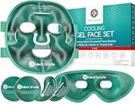 Medi Grade Cooling Ice Face Mask and Cooling Eye Mask for Puffy Eyes, Hangovers & Migraine Relief - Self Care Face Ice Pack with ChillGel Face Ice Mask Technology - Cooling Face Mask, Eye Pads and Bag