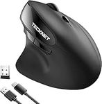 TECKNET Ergonomic Mouse, 2.4G Rechargeable Wireless Mouse, Vertical Mouse with 5 Adjustable DPI, 2400DPI Optical Wireless Mouse for Laptop, Computer, Macbook, Compatible with Mac/Windows/Linux