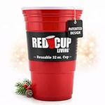 Red Cup Living Reusable Red Plastic Cups - 32 oz Party Cups for Beer and Soda - Extra Sturdy Big Red Beer Pong Cups- BPA Free and Washable - The Ideal Large Plastic Cups for Parties, BBQ, and Camping