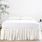 Linenweaves Bed Skirt Queen Size 15 Inch Drop | Solid Pattern Microfiber Easyfit | Tailored Wrinkle Fade Resistance Soft Fabric Stylish Design Bed Frame Legs Cover- (White, 60 * 80 in)