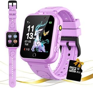 Retysaz Kids Game Smart Watch 24 Game Pedometer 2 HD Cameras Smartwatches for Children 3-14 Great Gifts to Girls Boys Electronic Learning Toys (Purple-A1)