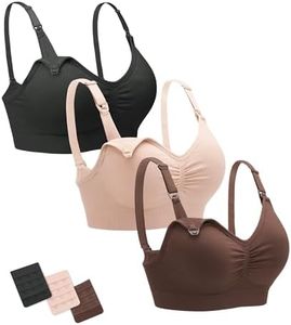Stelle Nursing Bras Maternity Bra for Breastfeeding Pregnancy Wireless Bralette with Pads, Extenders (Black+Almond+Cocoa,XXL)