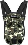 Pawaboo Pet Carrier Backpack, Adjustable Pet Front Cat Dog Carrier Backpack Travel Bag, Legs Out, Easy-Fit for Traveling Hiking Camping for Small Medium Dogs Cats Puppies, Medium,Deep Camouflage Black