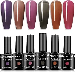 senvenski Grape Jelly Gel Nail Polish Kit - Translucent Colors with Milky Sheer Finish Clear Purple Grape Pink Brown Gray Black | Vegan UV/LED Nail Art Kit Gift for Women Manicure Salon DIY(BT6-003)