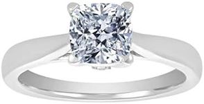 NANA Silver 6.0mm (1.50ct) Cushion Cut Zirconia Lucita Solitaire Ring-Platinum Plated-Size 8