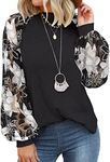 MIHOLL Women’s Long Sleeve Tops Lace Casual Loose Blouses T Shirts