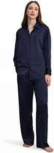 LilySilk Silk Pajama Set for Women Silk 2 Pieces Ladies PJ Set Trendy Pullover SOS-Style Sleepwear, Navy Blue M