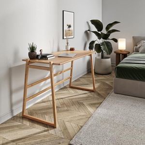 Gozos Coslada Bureau en Bambou, Bureau d'ordinateur, Bureau, Home Office, pour Salle de Travail, Salon, Stable, Vintage, Gain de Place, Montage Facile, 127 x 60 x 76 cm
