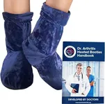 Doctor Developed Heated Booties - Foot Warmers for Women & Men - Heat Therapy Socks w/Microwavable Heating Pad for Feet - Foot Warmer Booties and Doctor Written Handbook - Ankle & Feet Warmers (Blue)