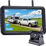Wireless Solar Backup Camera for Trailer: Long-Range Signal Magnetic Backup Camera for Travel Trailer 7-Inch DVR Monitor 1080P HD Night Vision by Rohent -A70