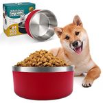 IKITCHEN Stainless Steel Dog Bowl, Non-Slip Dog Water Bowl for Large Dogs, Double Wall Metal Dog Bowl, 64 Ounces Dog Food Dish, Red