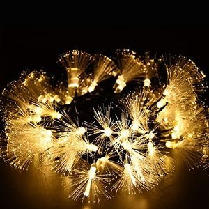 YOLIGHT 33FT/10M Fibre Optic Christmas Tree Lights Mains Power, Extendable Green Wire 60 LED String Light 8 Modes, Mini Firework Starburst Fairy Lights for Xmas Wedding Room Decoration (Warm White)
