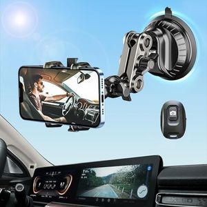 MIOLOE Car Phone Mount Video Recording, Universal 360° Rotating Arm Suction Cup Car Phone Holder Vlog Selfie Live Streaming Heavy Duty Car Phone Mount for Dashboard, Windshield, Sunroof (Black)