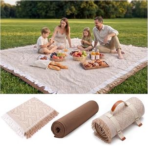 Genovega 2 in 1 Extra Large Rug Outdoor Picnic Blanket Waterproof Woven Boho Mat Giant Beach Towel Travel Essential Yoga Accessories Park Patio Lawn Garden Ground Music Festival Concert Must Have