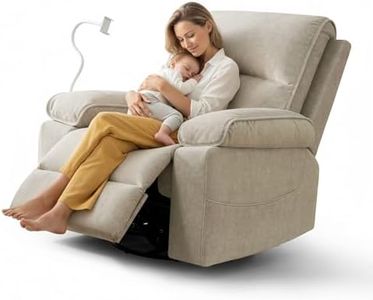 YuuYee Rocking Chair Nursery Swivel Rocker Recliner with Phone Holder,Nursing Chair for Breastfeeding with Foot Rest,Beige