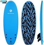 Kids Surfboard & Leash, Perfect for Learning How to Surf, Made for Kids, 4'10 Soft Top Surfboard for Beginners, Kids Foam Surfboard Easy to Learn How to Surf & Catch Waves