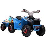 Aosom 6V Kids ATV Quad, Battery Powered Electric Vehicle for Kids with Back Trailer, Wear-Resistant Wheels, for Boys and Girls - Blue
