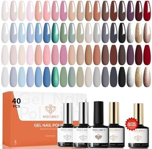 modelones 40 Pcs Gel Nail Polish Set, 36 Colors Winter Nude Brown White Burgundy Red Blue Black Glitter Gel Polish Kit with Base Coat& Matte Glitter Glossy Top Coat Salon DIY Manicure