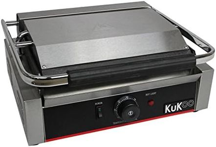Presse à Panini Professionnelle Grill Electrique - 1 plaque Inox Rainurée 2200W 50-300 ° C - Parfait Sandwicherie, Restaurant HORECA Grille Poisson Légumes Croques Viande [Brosse Nettoyage INCLUSE]