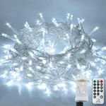 LITYBY Fairy Lights Mains Powered,8 Modes Christmas Tree Lights,12M 120LED Plug in Fairy Light with Remote Control,Indoor/Outdoor String Lights for Bedroom Party Xmas Decorations(Cold White)