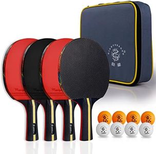 Ping Pong Paddles Set of 4, 5-Layer Table Tennis Paddles with 8 Balls and Carrying Case Soft Sponge Rubber Table Tennis Rackets and 3-Star 40mm Balls for Indoor and Outdoor Playing