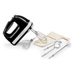 KitchenAid 9-Speed Hand Mixer, 85W Quiet DC Motor with Soft Start, 6 Accessories – Beaters, Whisk, Dough Hooks & Mixing Rod, Swivel Cord, Storage Bag Included, Onyx Black