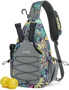 G4Free Pickleball Bag, Crossbody Sling Bag for Men Women, Pickleball Paddle Backpack Gifts for Sports,Blue Leaf,Standard
