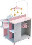 Olivia's Little World 6-in-1 Wooden Baby Doll Changing Station with Crib, Changing Table, High Chair, Double-Door Closet, Sink and Washing Machine, Multicoloured