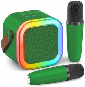 Mini Karaoke Machine for Kids Adults, 2026 TOP Personal Video Players Accessories Birthday Gifts for Girls Boys 3-8+ Toddler Toys, Portable Bluetooth Speaker with 2 Wireless Karaoke Mics Gifts(Green)