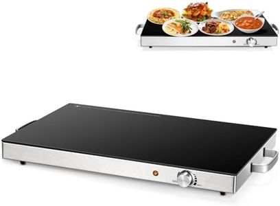 TANGZON Electric Food Warming Tray, Large Hot Plate Buffet Server with Adjustable Temperature, Cool Touch Handles & Non-Slip Feet, Stainless Steel Plate Chafer Warmer (300W, 0-110℃)